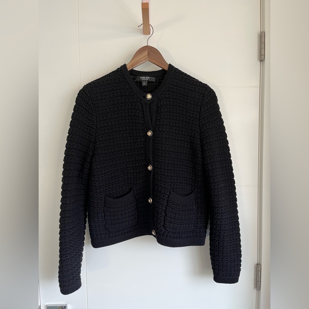 Ever New Black Knit Sweater with Gold Accent❤️❤️❤️